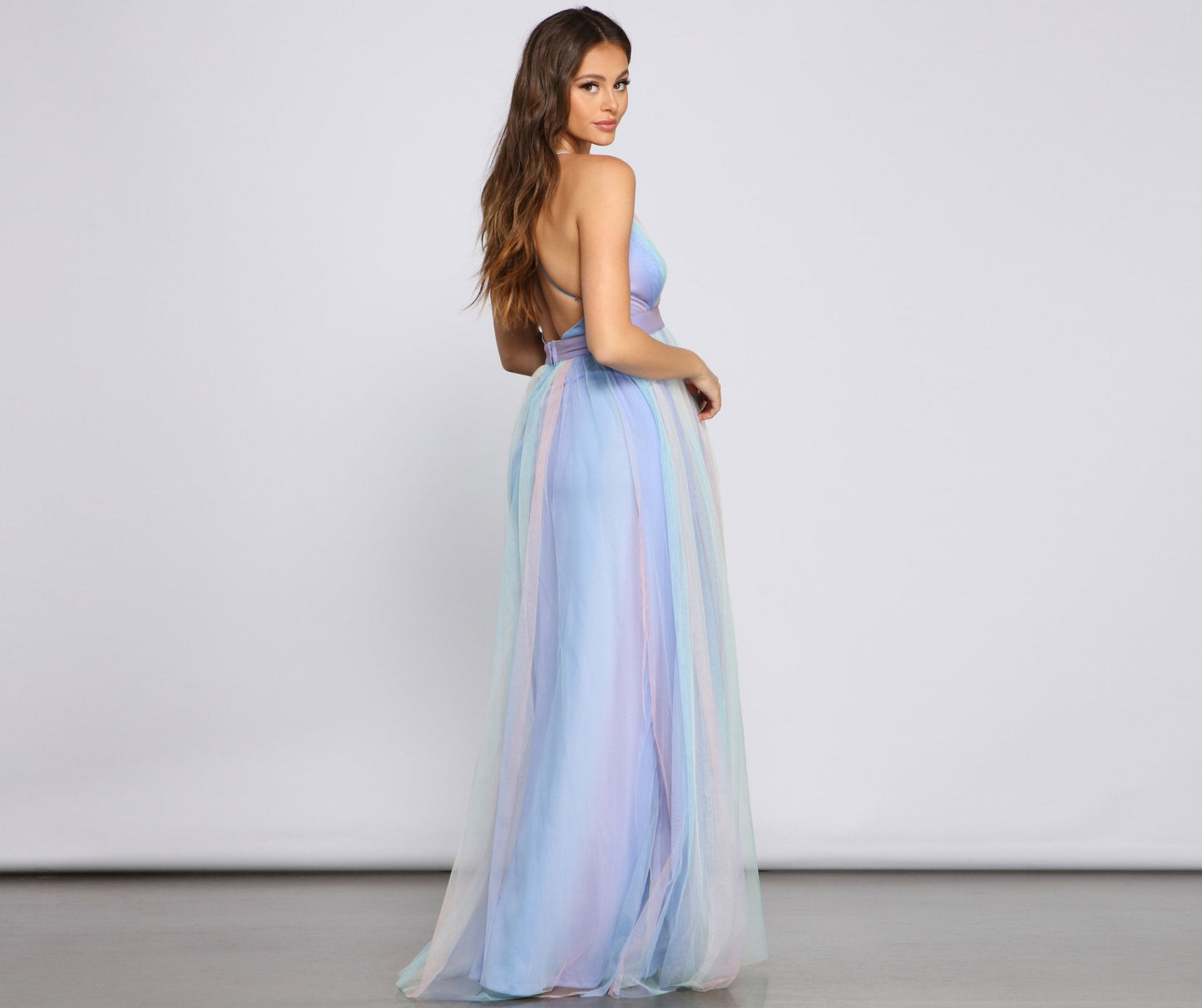 Nylah Pleated Stylish Rainbow A-Line Dress