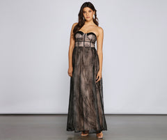 Laurel Formal Lace Illusion Corset Dress - Lady Occasions
