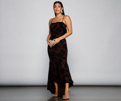 Phoebe Formal Velvet Charming Flocked Mermaid Dress