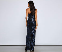Clarissa One-Shoulder Stylish Sequin Formal Dress