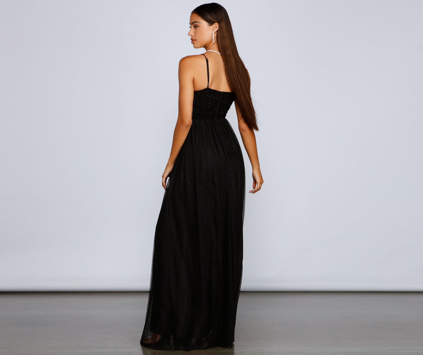 Rachel Rhinestone Stylish Mesh Formal Dress