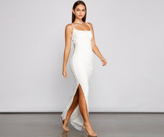 Liza Formal Ruched High Slit Dress - Lady Occasions