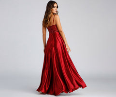 Brookelle Sequin Sweetheart Charming Satin Formal Dress