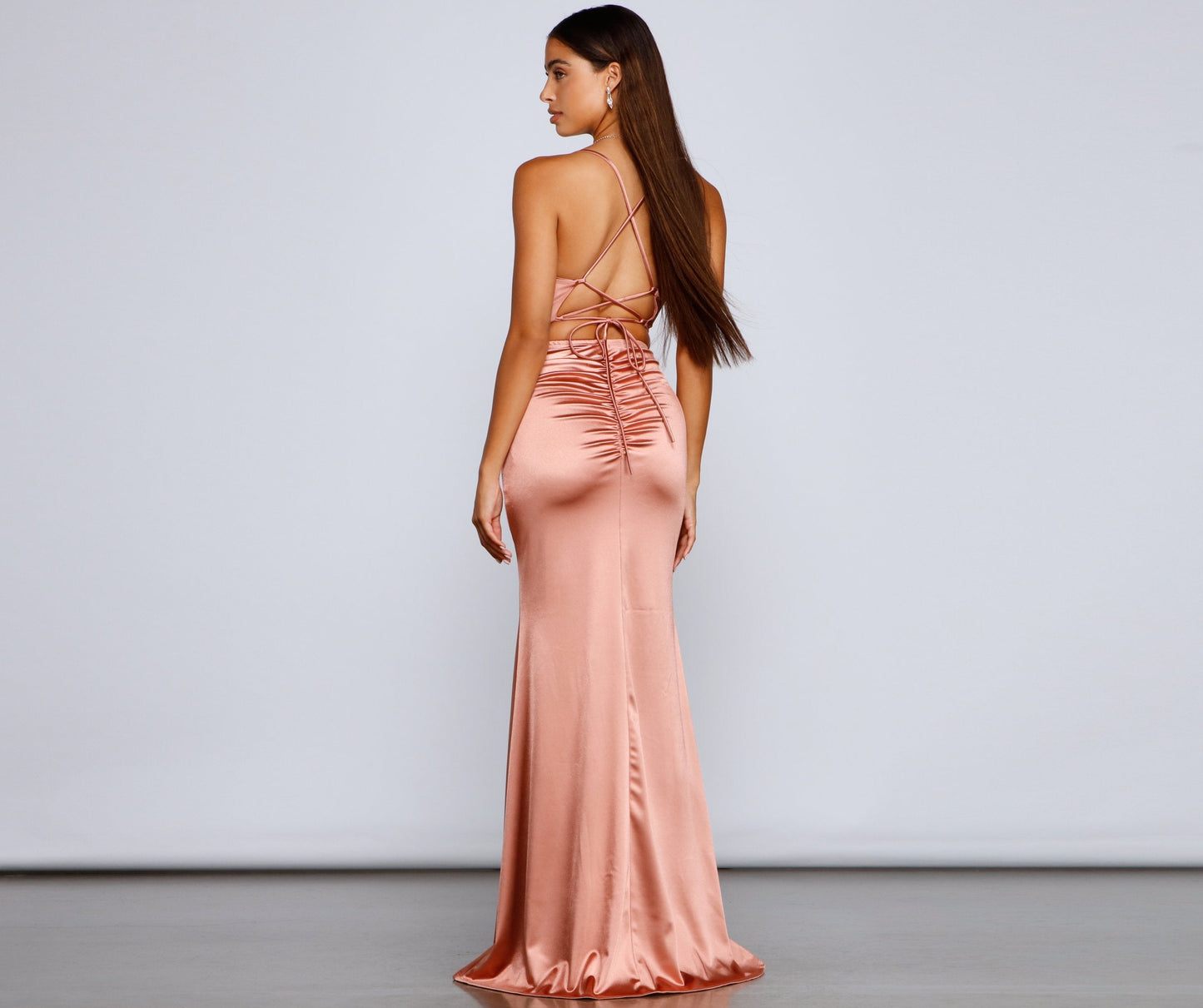 Bristol Formal Stylish Satin Lace-Up Dress