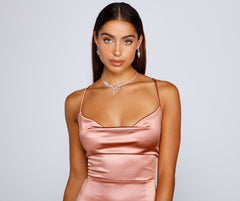 Bristol Formal Stylish Satin Lace-Up Dress