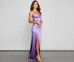 Cassie Sleeveless Satin Charming High Slit Formal Dress