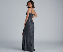 Quinn Formal High Charming Slit Glitter Dress
