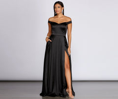 Ophelia Formal High Charming Slit Satin Dress