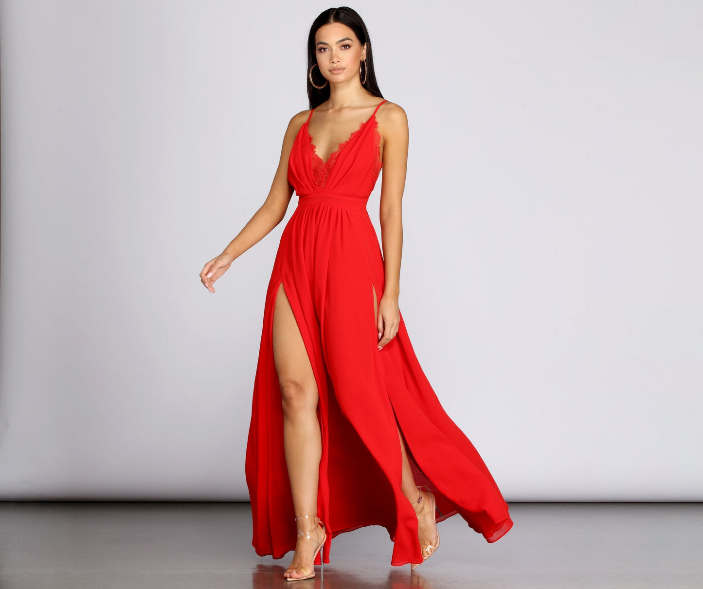 Angelique Formal High Charming Slit Lace Dress