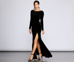 Everly Formal Velvet Charming And Pearl Dress