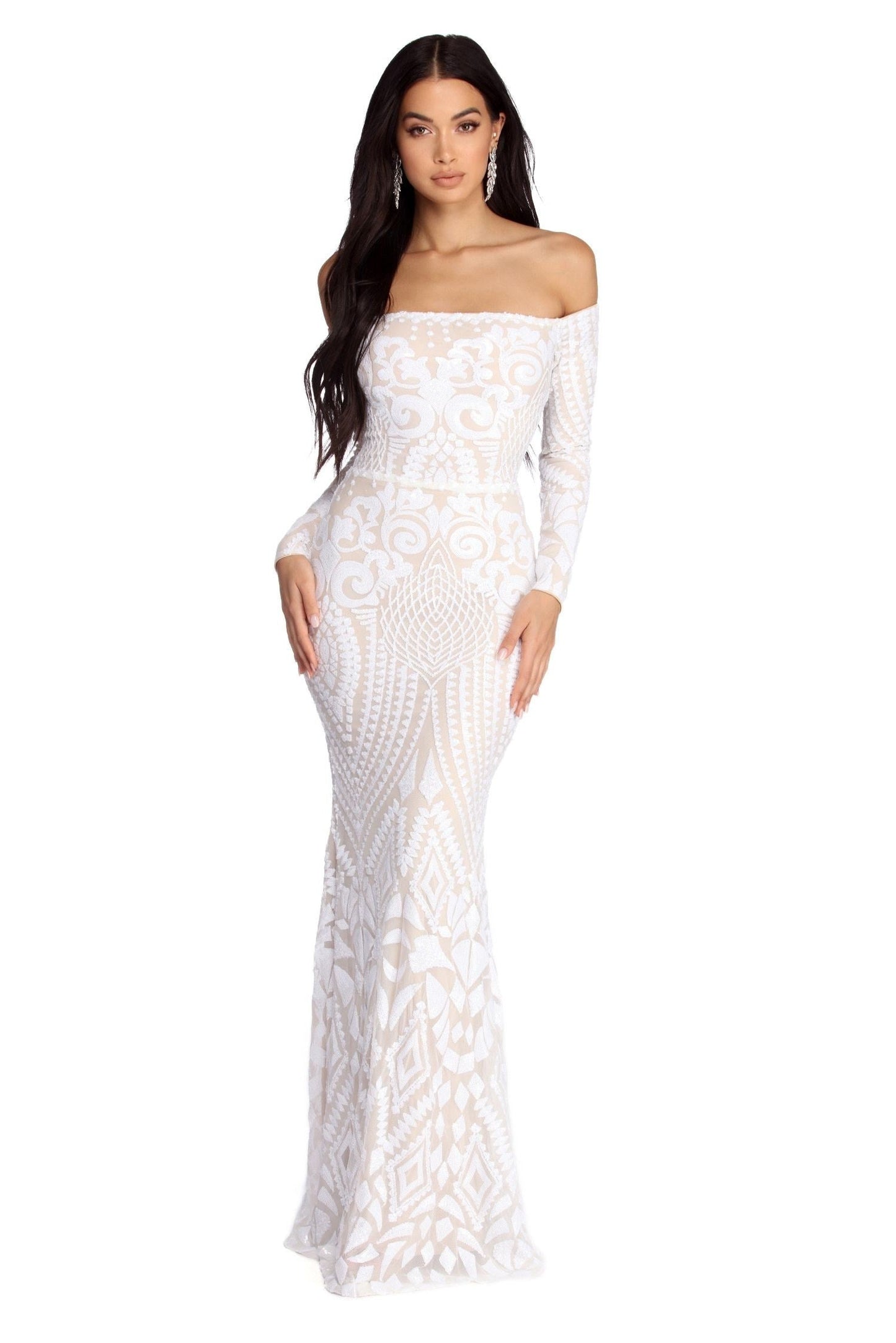 Lizzie Formal Sequin Scroll Dress - Lady Occasions