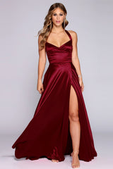 Diana Formal Stylish Satin Halter Dress