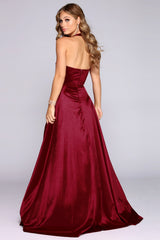 Diana Formal Stylish Satin Halter Dress