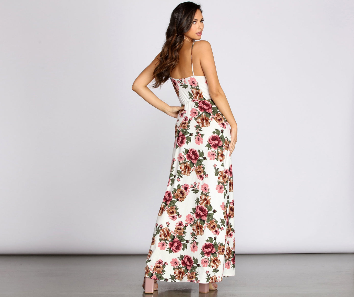 Fab In Floral Charming Brushed Knit Maxi Dress