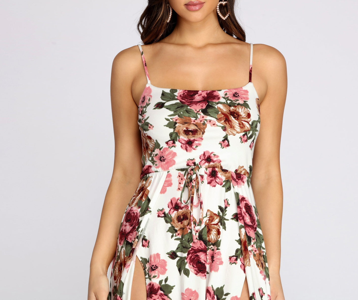Fab In Floral Charming Brushed Knit Maxi Dress