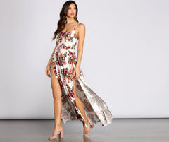 Fab In Floral Charming Brushed Knit Maxi Dress