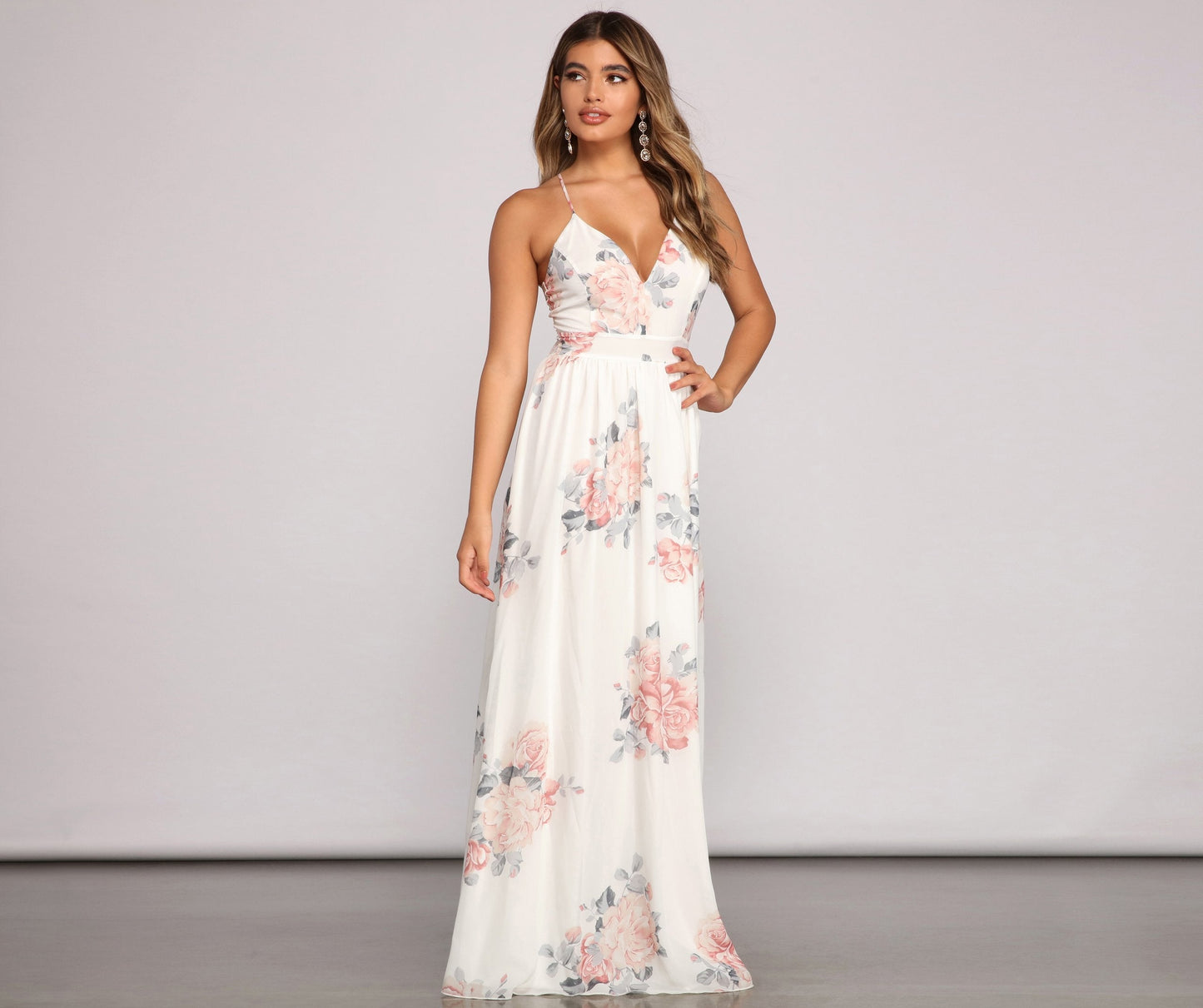 Forever Gorgeous Floral Charming Chiffon Maxi Dress
