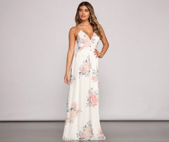 Forever Gorgeous Floral Charming Chiffon Maxi Dress