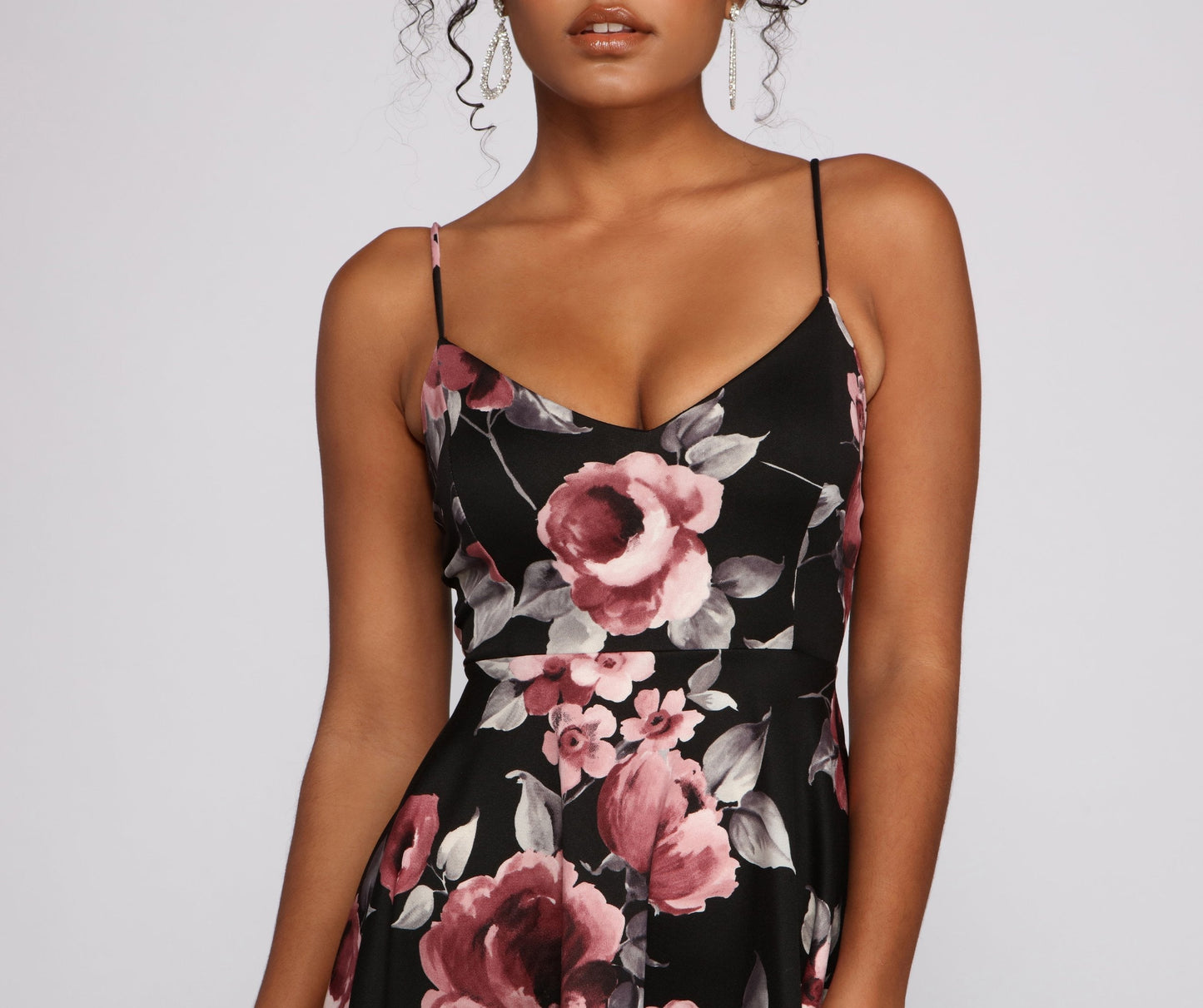 Stunning Florals Scuba Charming and Lace Skater Dress