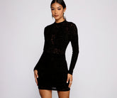 Sultry And Stylish Flocked Mesh Mini Dress - Lady Occasions
