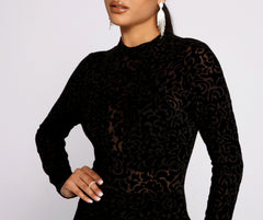Sultry And Stylish Charming Flocked Mesh Mini Dress