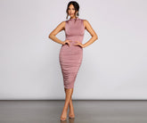 Curves Ahead Sleeveless Ruched Midi Dress - Lady Occasions