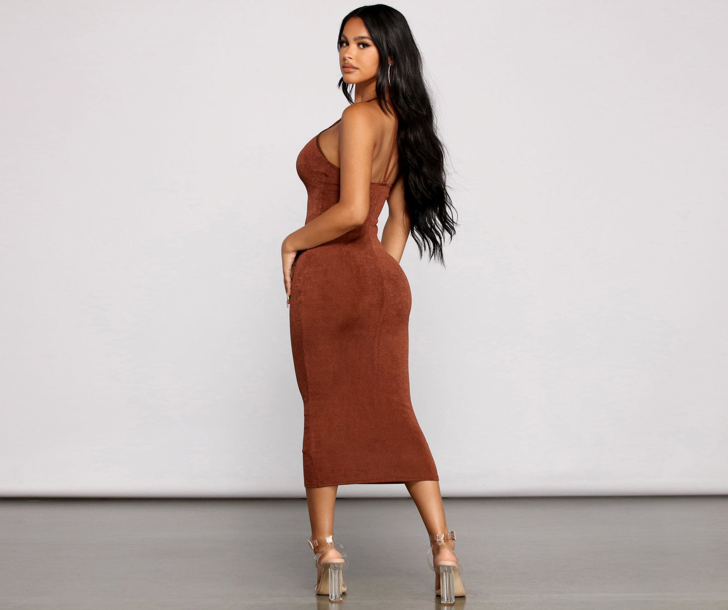 Sultry And Stunning Charming Halter Midi Dress