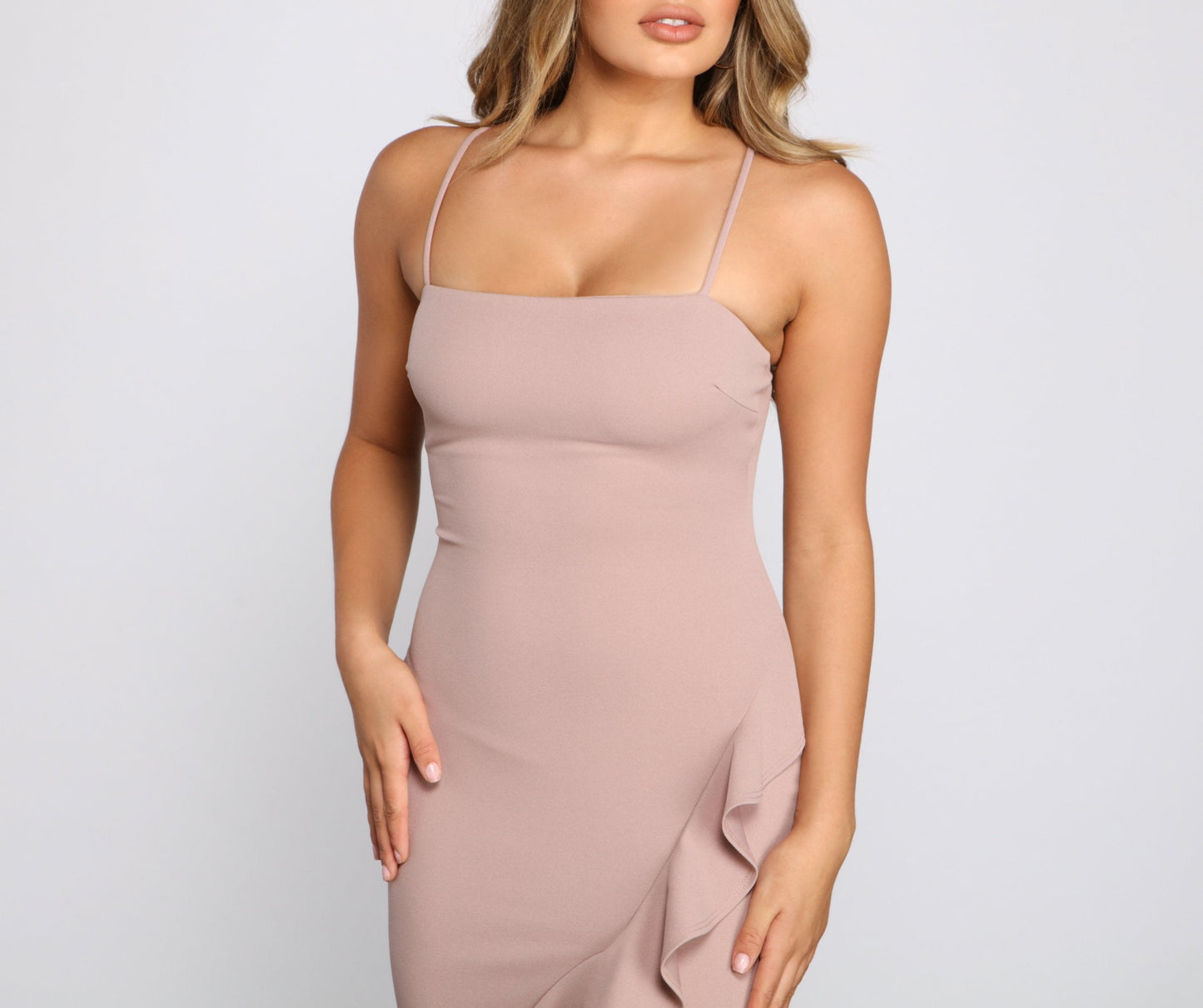 Add Some Flair Charming Ruffle Detail Midi Dress