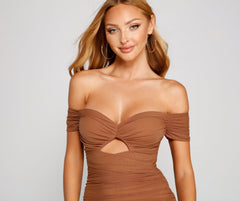 Major Glowup Off Charming The Shoulder Mini Dress