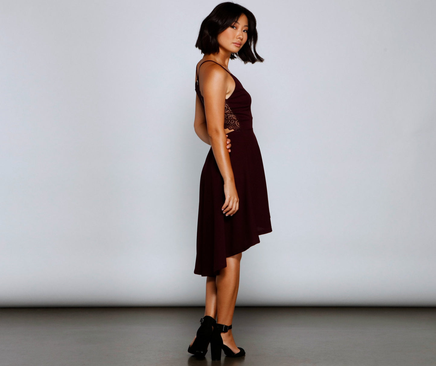 Go With The Charming Flow High-Low Crepe Dress