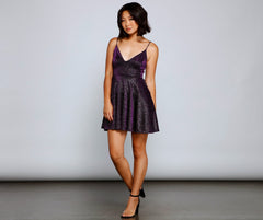 Shimmering Nights Stylish Glitter Skater Dress