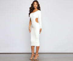 Timeless Chic One Charming Shoulder Midi Dress