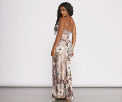 Floral Tropical Surplice Charming Wrap Maxi Dress