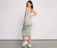 Slay Every Day Basic Graceful Scoop Neck Midi Dress
