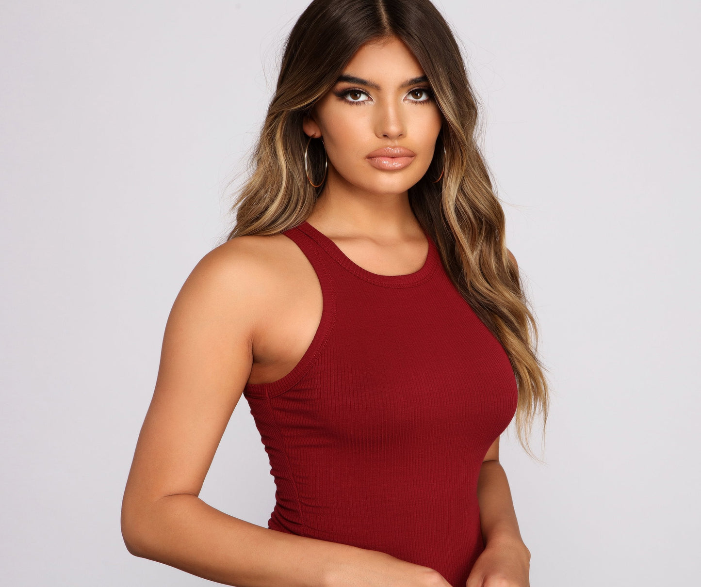 Ribbed Knit Crew Charming Neck Bodycon Mini Dress