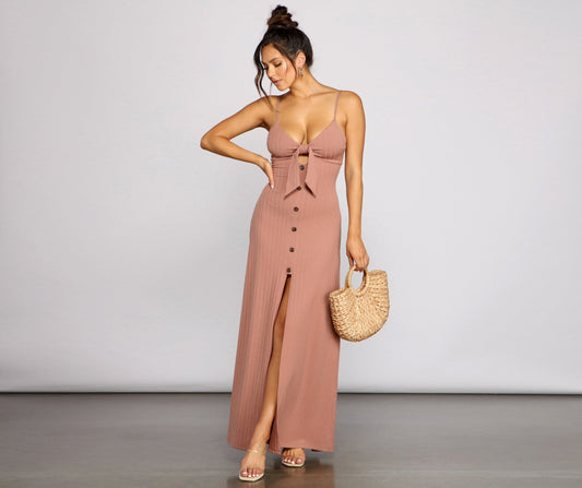 Effortless Style Tie-Front Maxi Dress - Lady Occasions