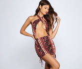 Double Take Paisley Cutout Mini Dress - Lady Occasions