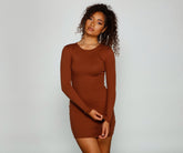 Chic Basic Long Sleeve Mini Dress - Lady Occasions