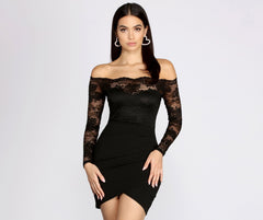 Lovely Look Lace Off Shoulder Mini Dress - Lady Occasions