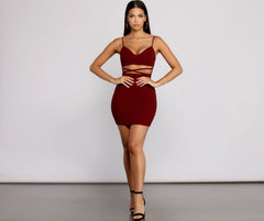 Go All Out Waist Graceful Cut Out Crepe Mini Dress