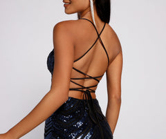 Sassy Lace-Up Stylish Sequin Mini Dress