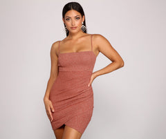 Shine On Ruched Charming Glitter Mini Dress