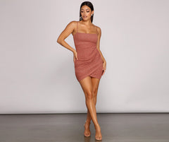Shine On Ruched Charming Glitter Mini Dress