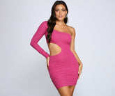 The A-List One Shoulder Glitter Dress - Lady Occasions