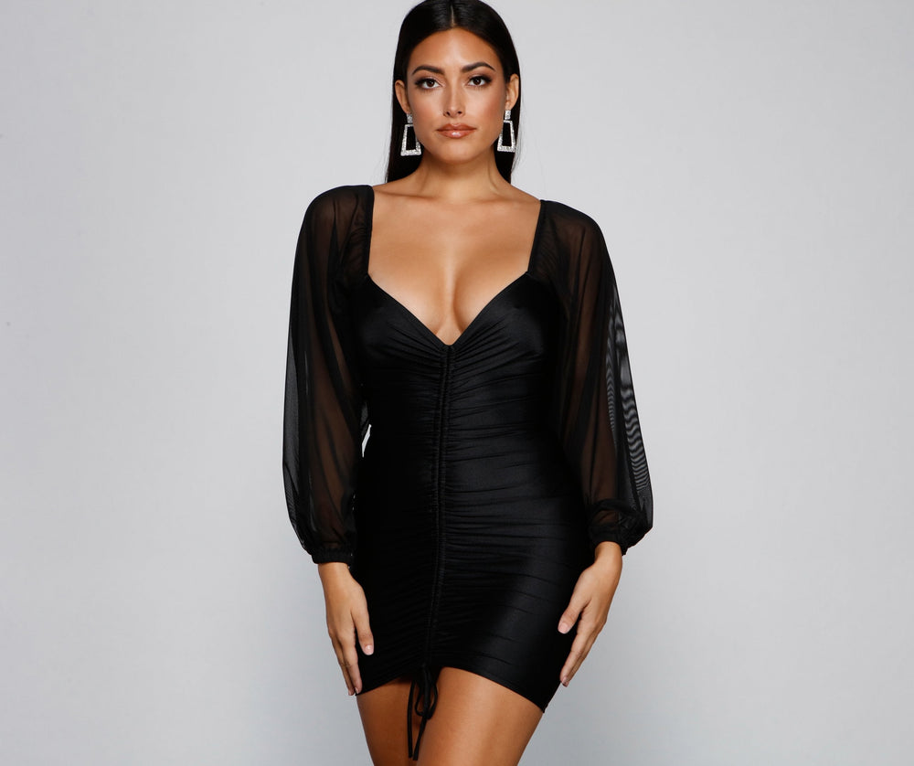 Cinched And Chic Ruched Mini Dress - Lady Occasions