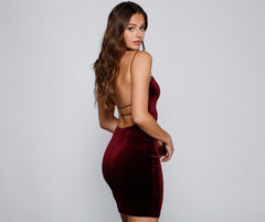 Sultry Open Back Charming Velvet Bodycon Dress