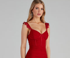 Lace Vixen Mesh Charming Ruched Mini Dress