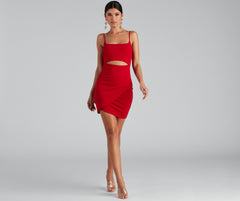 In The Club Charming Square Neck Cutout Dress