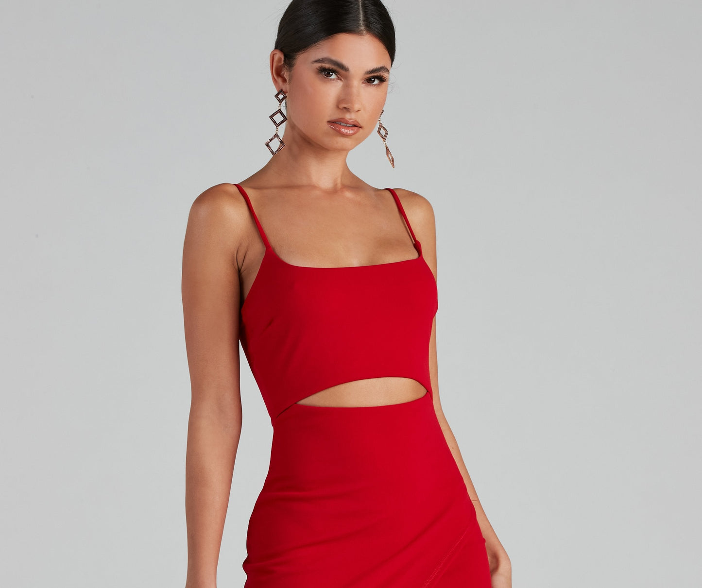 In The Club Charming Square Neck Cutout Dress