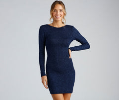 Glitter Nights Open Charming Back Mini Dress
